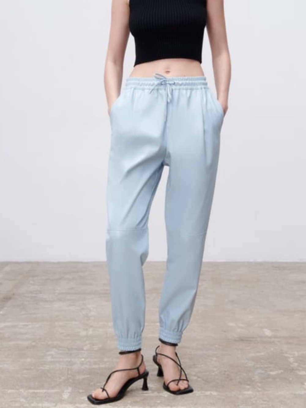 ZARA Faux Leather Jogging Pants